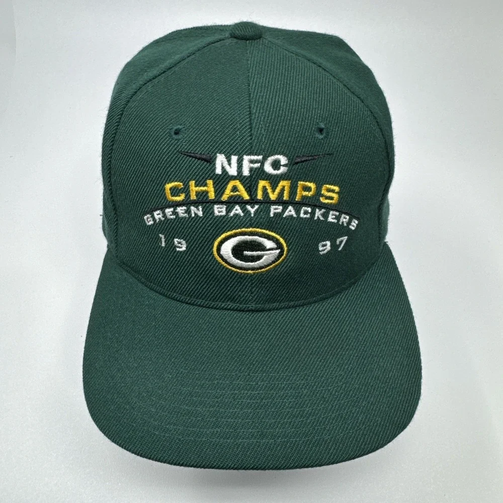 Vintage Green Bay Packers 1997 NFC‎ Champions Snapback Hat Cap Wool Blend